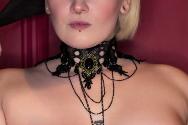 Black lace choker nipple jewellery set - Varvara