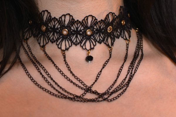 Lace choker nipple jewelry set - Klavdiya
