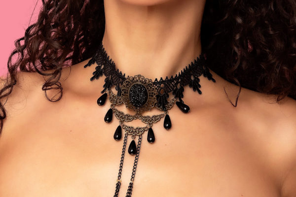 Lace choker nipple jewellery set Calista