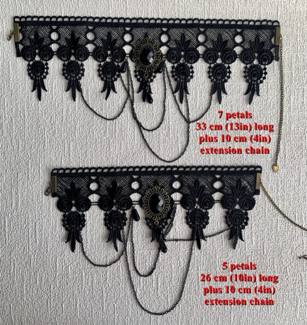 Black lace choker nipple jewellery set - Varvara