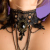 Black lace choker nipple jewellery set - Varvara